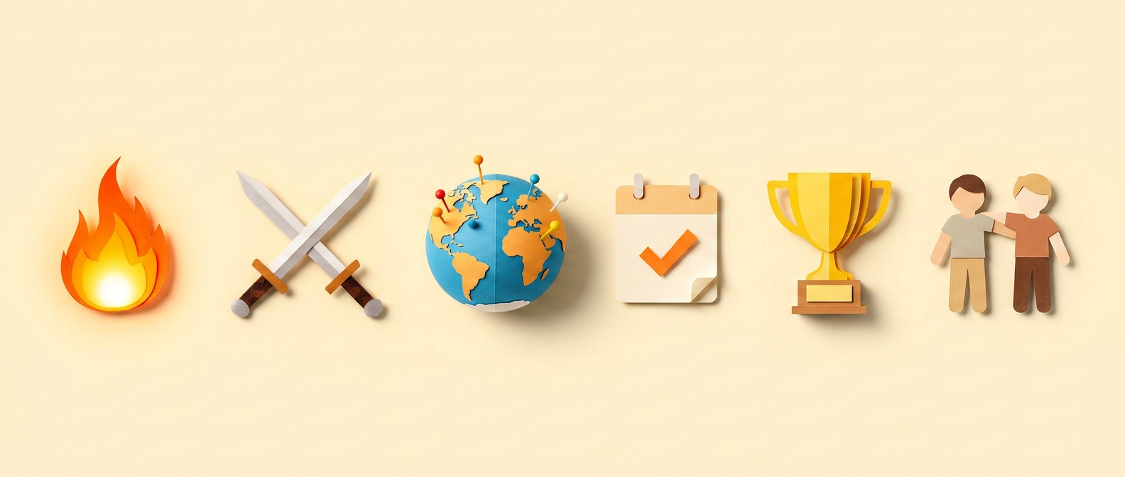 Yoro features illustrated as paper-craft icons